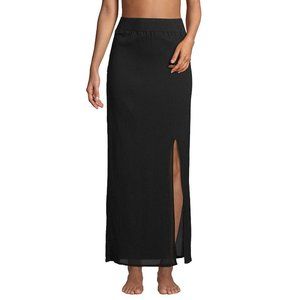NWT Lands' End Women's Gauze Maxi Swim Cover-up Skirt Size S Black $80 DD668